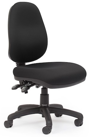 Evo Luxe Office Chair in Breathe Black Fabric with ergonomic 3-lever adjustments and high-density foam backrest.